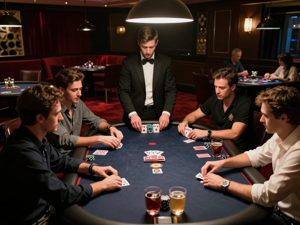 Players at an exclusive casino poker table strategizing their bets at lc88vina.