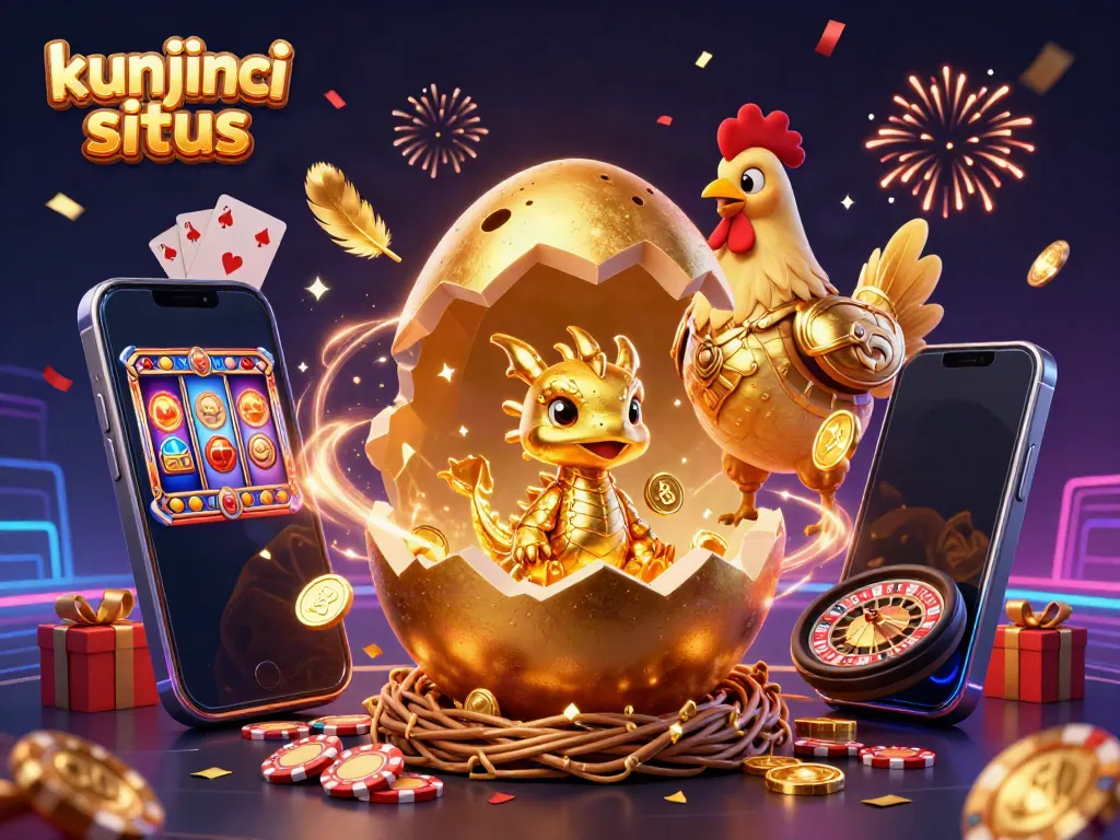 Kunjungi situs dengan slot gacor dan peluang menang tinggi, ilustrasi 3D slot dalam atmosfer kasino