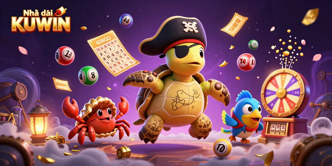 Experience the excitement of Nhà cái KUWIN with dynamic lottery elements and vibrant characters.
