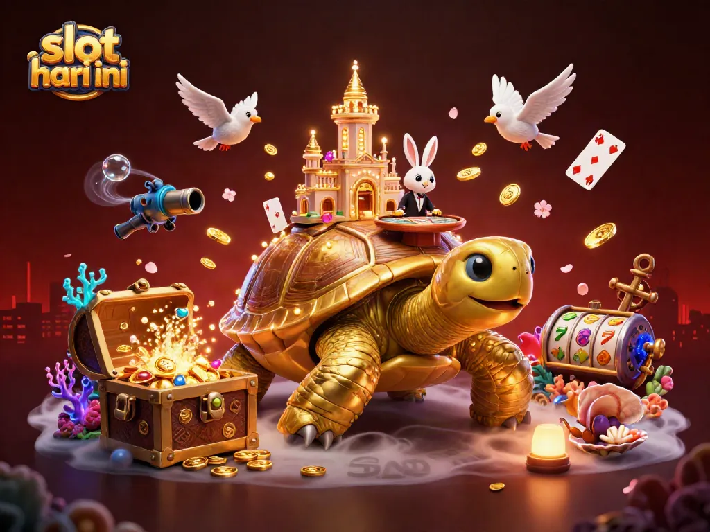 Maksimalkan pengalaman Anda dengan slot hari ini dalam ilustrasi kasino 3D berwarna-warni yang penuh dengan elemen menarik.