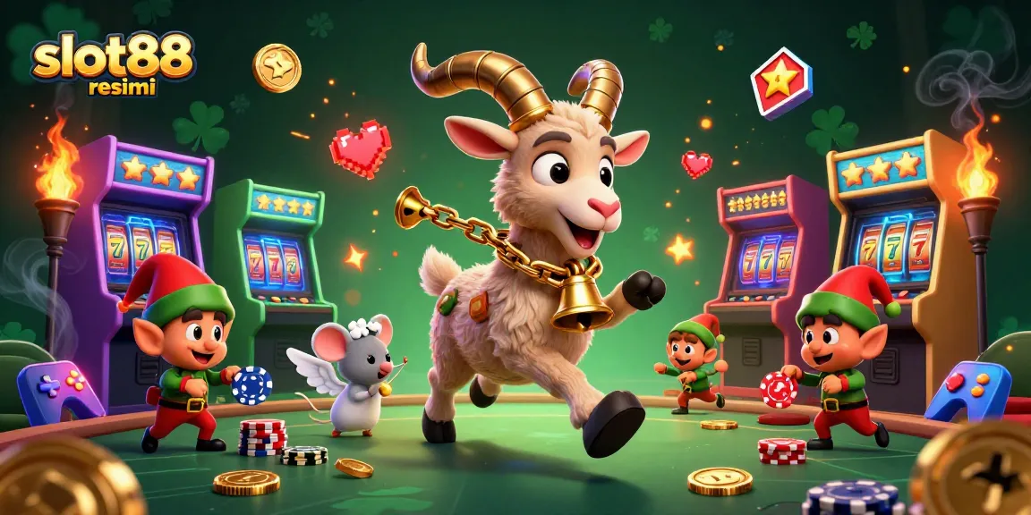Enjoy thrilling wins at slot88 resmi with playful casino characters in a festive scene