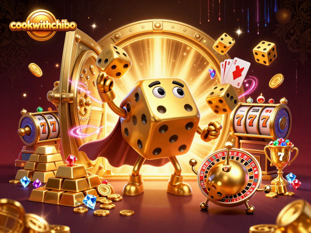 Engage with thrilling chances at cookwithchibo as golden dice create excitement amidst dazzling casino treasures.