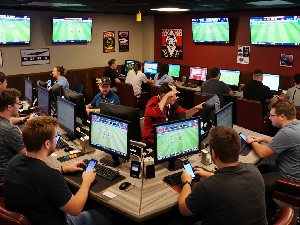 Soi keo nha cai strategy in action with fans placing bets in a lively sports betting lounge