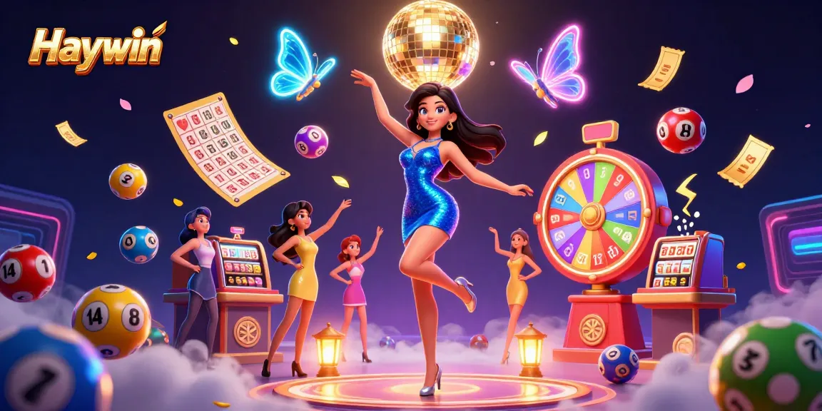 Engage with Haywin's electrifying casino experience featuring vibrant lottery and gaming elements.