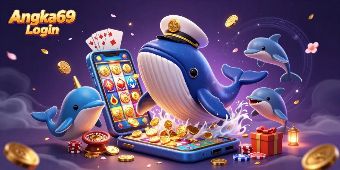 Engage in thrilling gameplay with Angka69 Login amid a vibrant sea of gaming icons and whimsical characters.