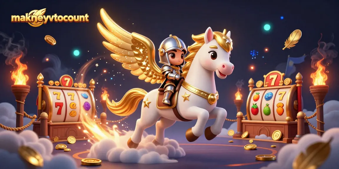 Experience the thrill of makemyvotecount in this vibrant casino scene with a celestial horse and dynamic elements.