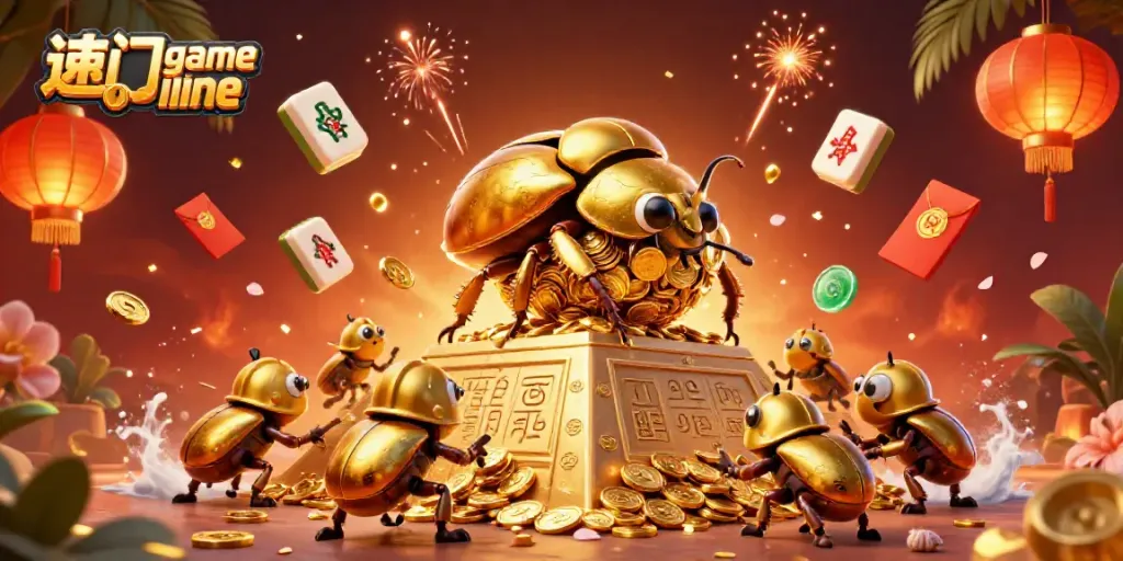 Experience the thrill of winning with portal game online featuring golden beetles and casino elements.