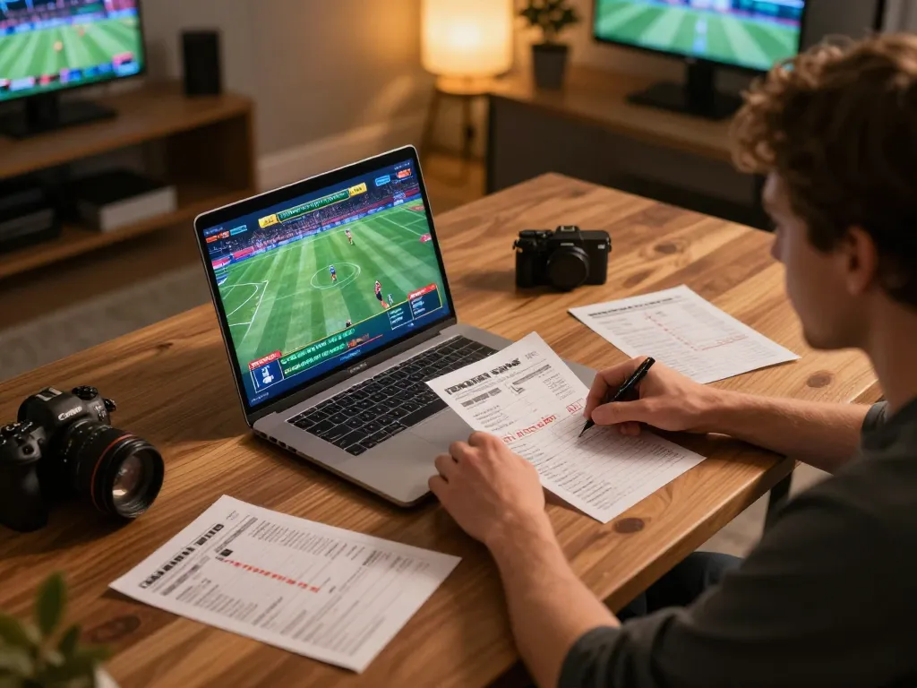 Intense sports betting scene showcasing the Nhà cái F8bet experience with modern online gaming setup.