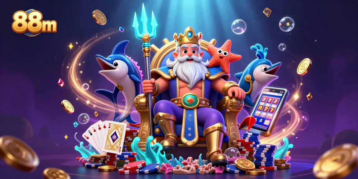 Experience thrilling gameplay with 88m's dynamic casino elements as coins, cards, and gadgets light up the scene.