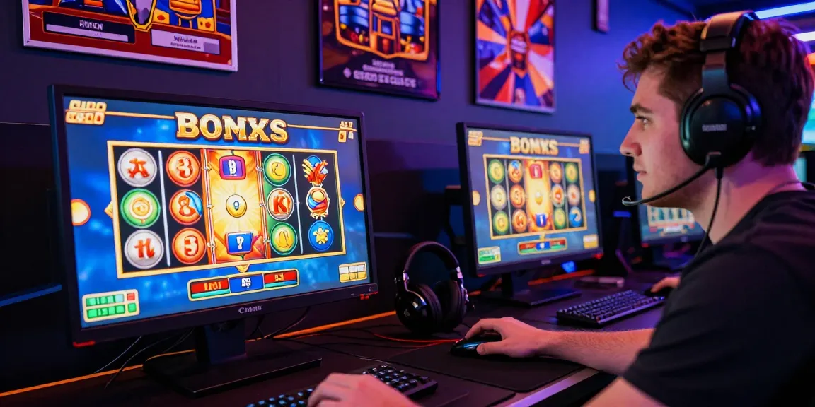 Exciting gameplay on a bonus buy slots game displayed on a computer screen in an online casino setting.