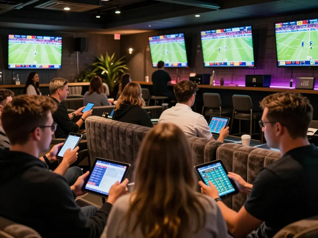 Experience the thrill of sports betting at ok8386 with engaged bettors analyzing live stats.