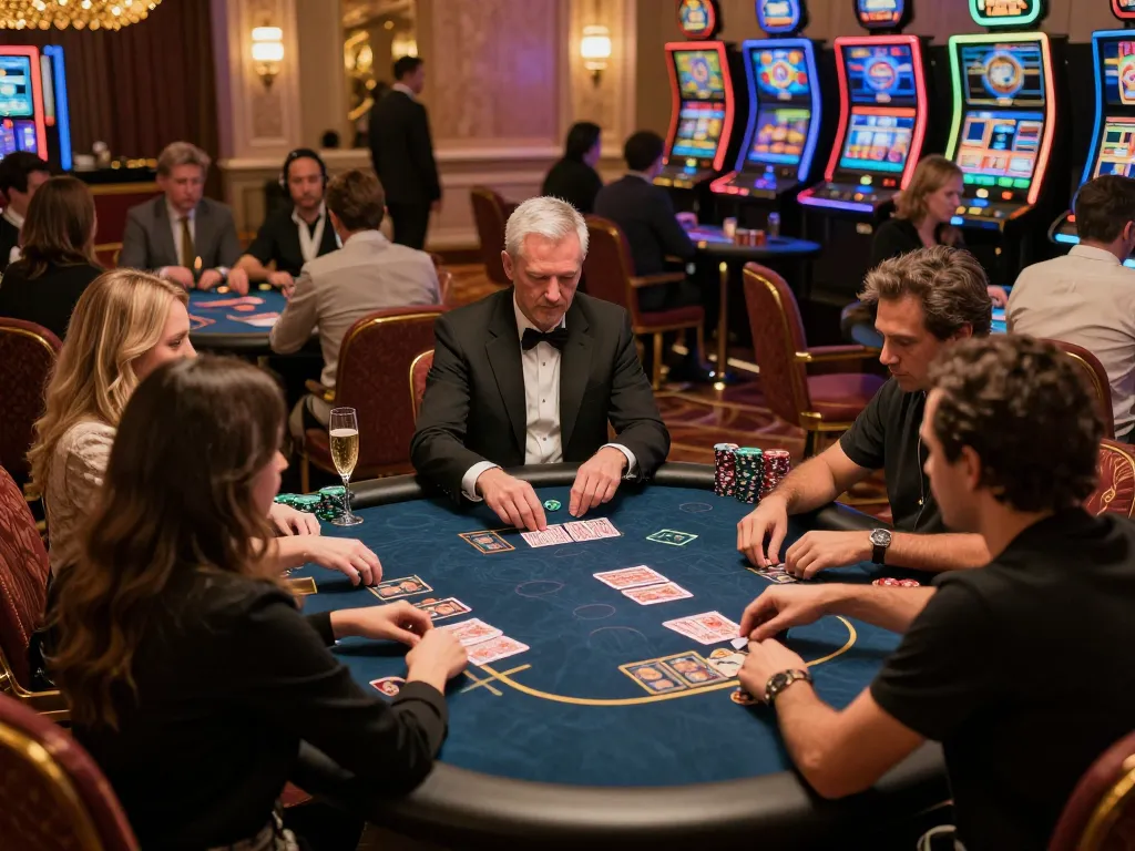 Rikvip players strategizing at luxurious casino poker tables immersed in gameplay dynamics.