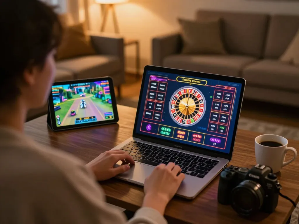 Player enjoying a live roulette game online at home with SC88, showcasing a cozy gaming setup