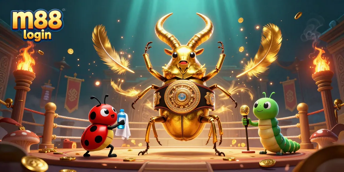 Place bets with confidence at m88 login, featuring a vibrant battle-themed 3D illustration.