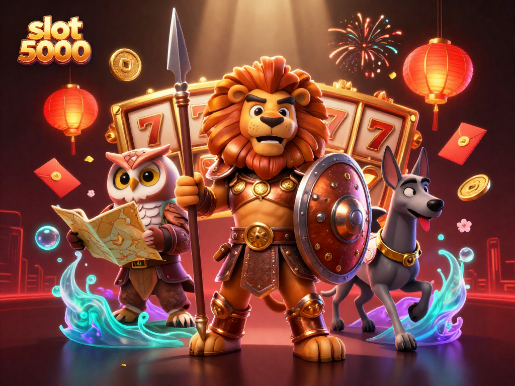 Experience the thrill of slot 5000 with colorful visuals, Lucky 7s, and dynamic characters in action.