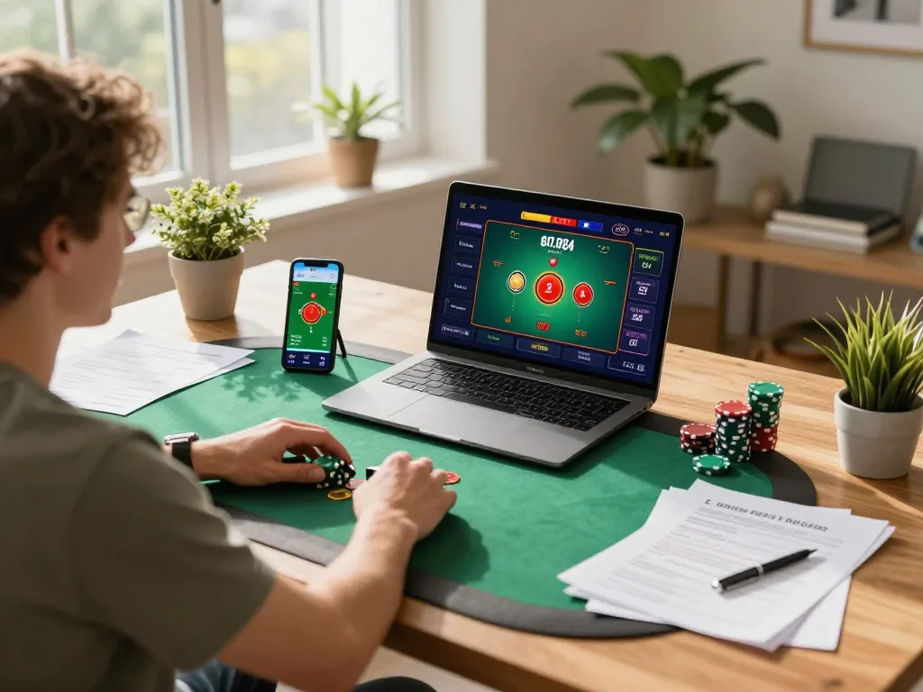 Engaged in a poker game online at a trusted nhà cái uy tín, a player monitors betting strategies.