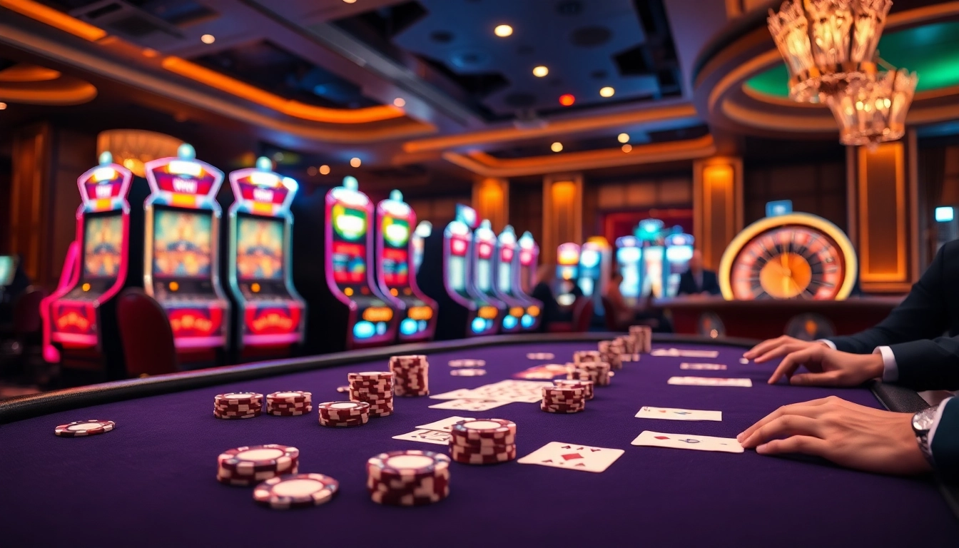 Engage in thrilling gameplay at phsky’s luxurious casino with poker chips and cards.