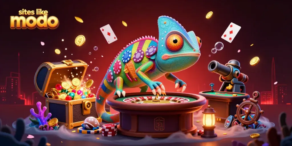 Experience thrilling gameplay at sites like modo with vibrant golden chameleon and exciting slots.