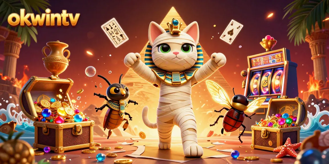 Experience vibrant excitement with okwintv's dynamic scene of slot games and a vintage Egyptian charm.