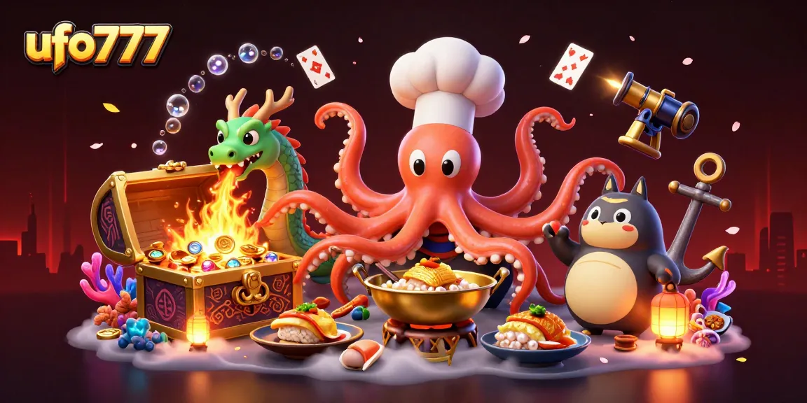 Engage with ufo777, a vibrant gaming scene featuring whimsical characters amid treasure and excitement.