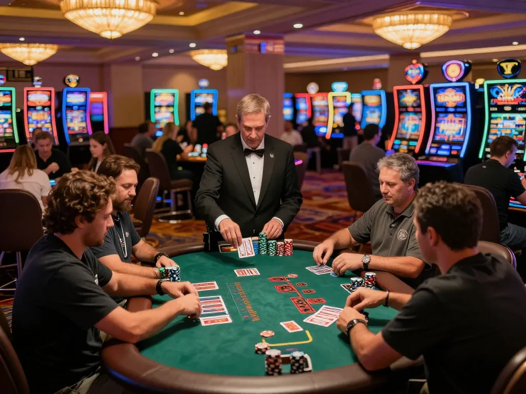Players at Sunwin blackjack tables celebrate wins amidst vibrant casino excitement