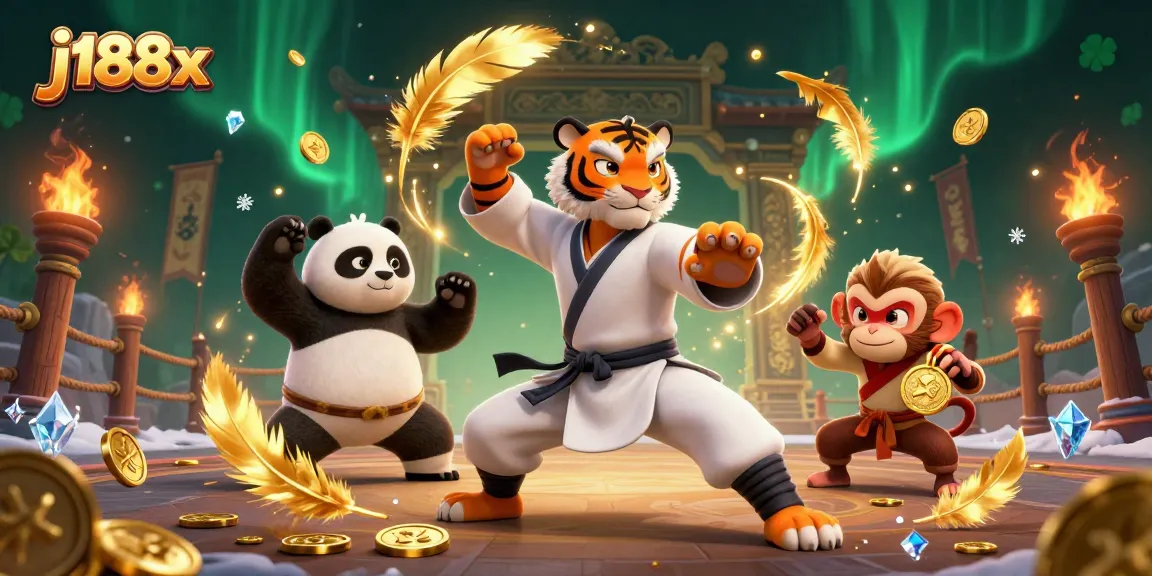 Capture the thrilling essence of j188x with energetic characters and vibrant casino action.