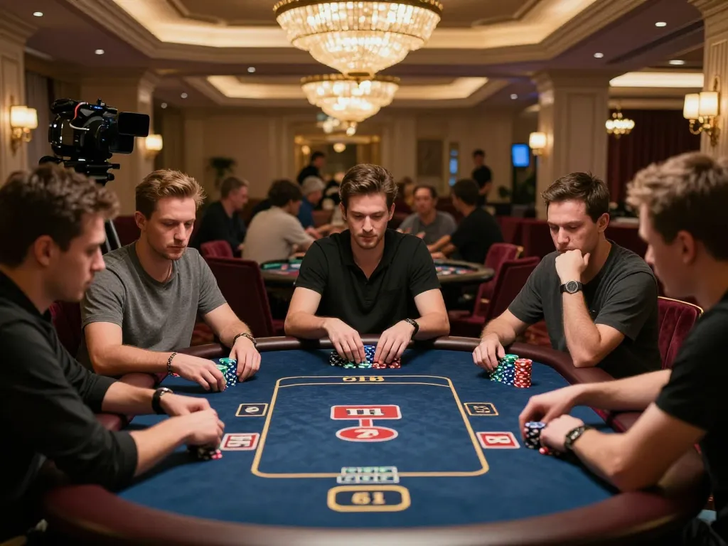 Players engaging in intense poker strategy at go8 casino table.