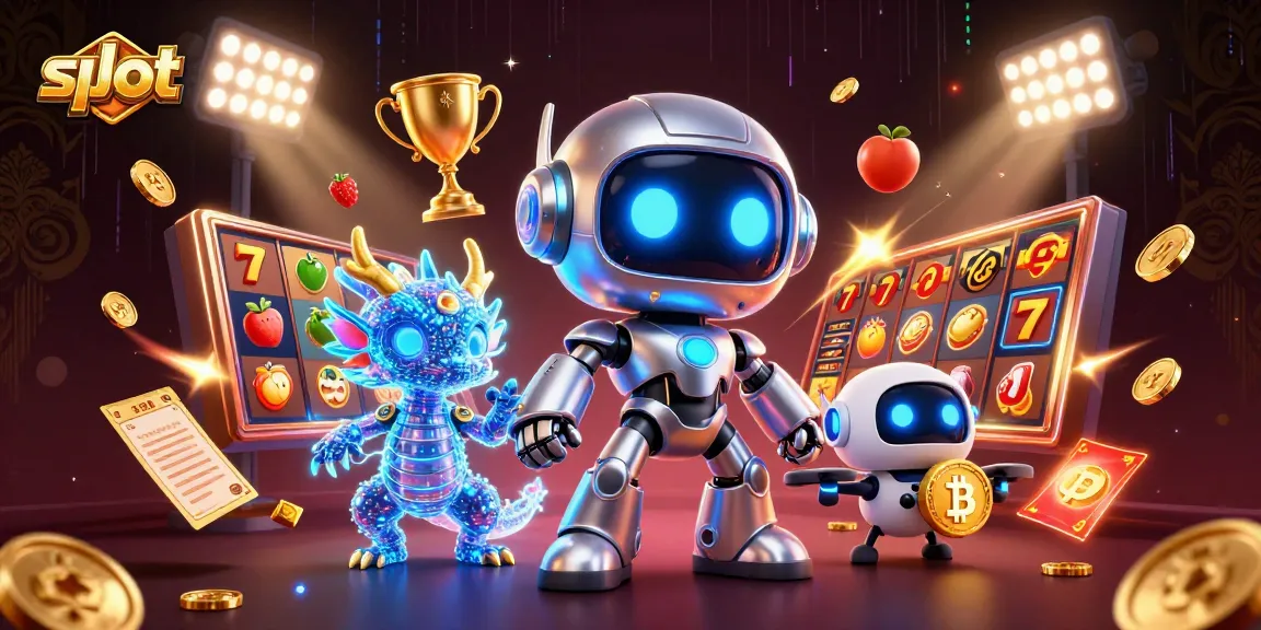 Spin the slot reels with futuristic robots and vibrant jackpot elements.