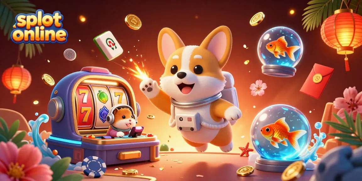 Bermain slot online yang menarik dan menguntungkan, dengan elemen kasino penuh warna.