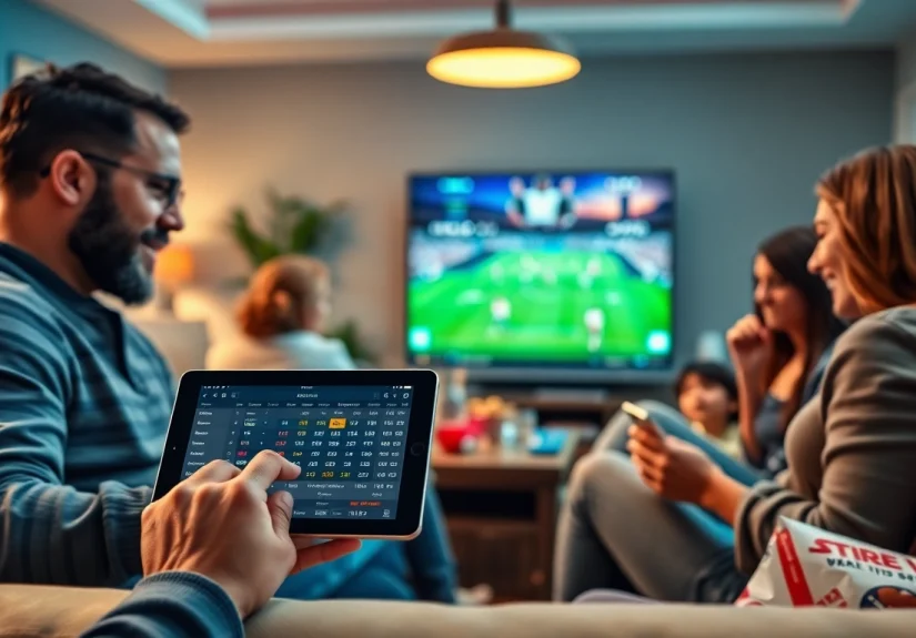 Engaged users enjoying online Betting in a cozy home setting with live game odds.
