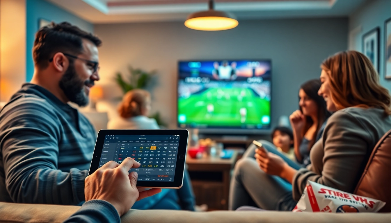 Engaged users enjoying online Betting in a cozy home setting with live game odds.