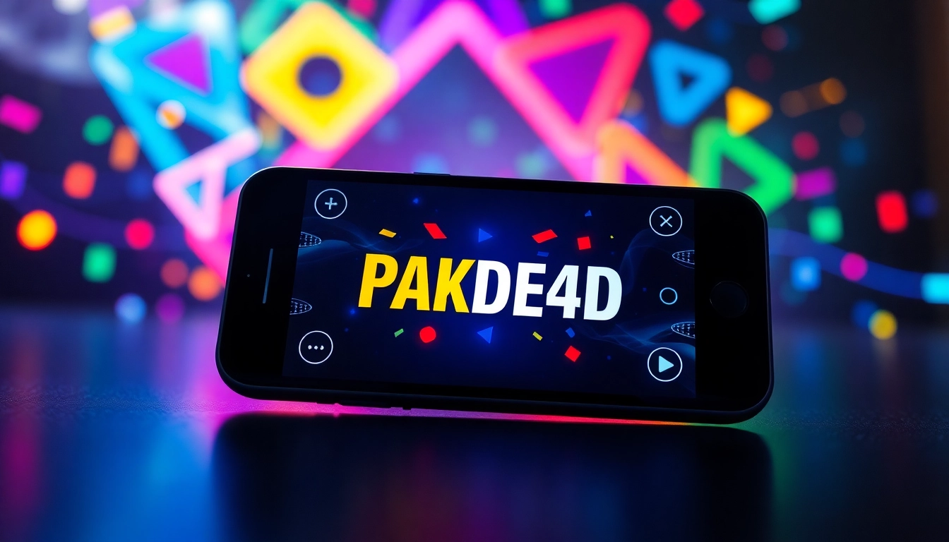 Permainan PAKDE4D yang menarik dan interaktif pada smartphone yang dikelilingi grafis dinamis.