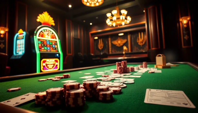 Experience the thrill of BDTK666 while placing bets at an upscale casino table adorned with poker chips and cards.
