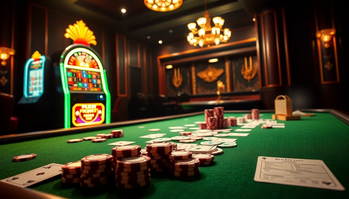 Experience the thrill of BDTK666 while placing bets at an upscale casino table adorned with poker chips and cards.