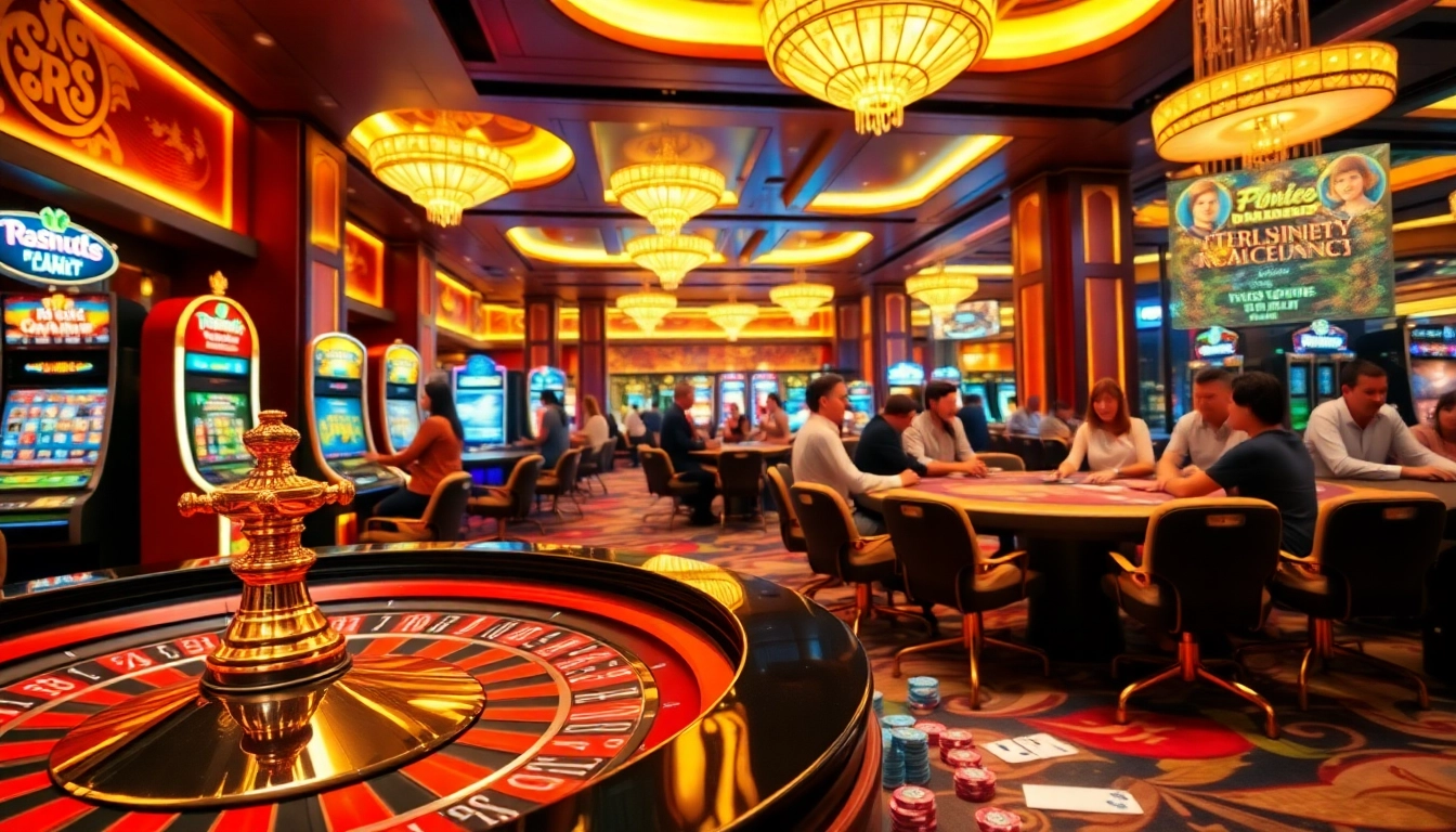 Experience the thrilling atmosphere of https://new8838.net/ with vibrant casino tables and excited gamblers.