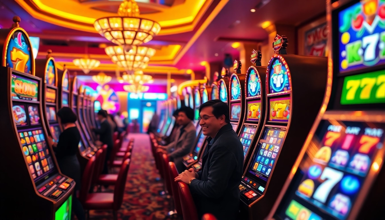 Engaging players enjoying slot gacor machines in a vibrant casino setting.