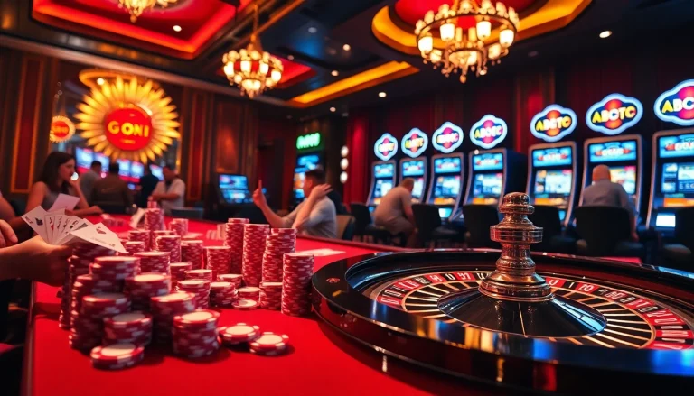Engaging casino players at a luxurious table, experiencing Truy cập ABC8 gaming excitement.