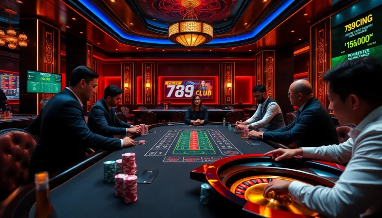 Experience the excitement of 789CLUB with players at a luxurious casino table.