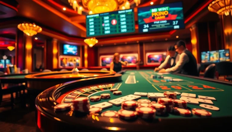 Experience the excitement of gambling at 68win .com with vibrant casino visuals featuring roulette, poker, and chips.