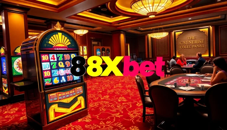 8Xbet slot machine attracting players in a luxurious casino setting.
