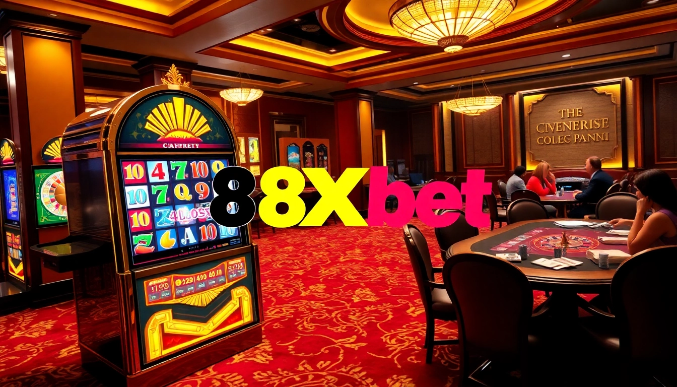 8Xbet slot machine attracting players in a luxurious casino setting.