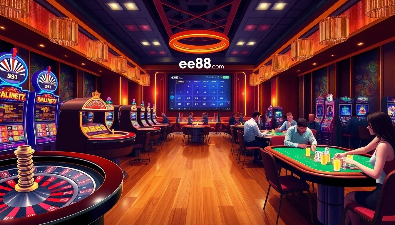 Experience thrilling action at ee88.com with vibrant casino gaming tables and exciting slots.