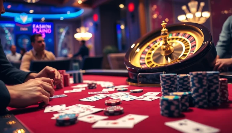 Join the excitement of 바이낸스 회원가입 with an attractive casino atmosphere highlighting roulette and poker.