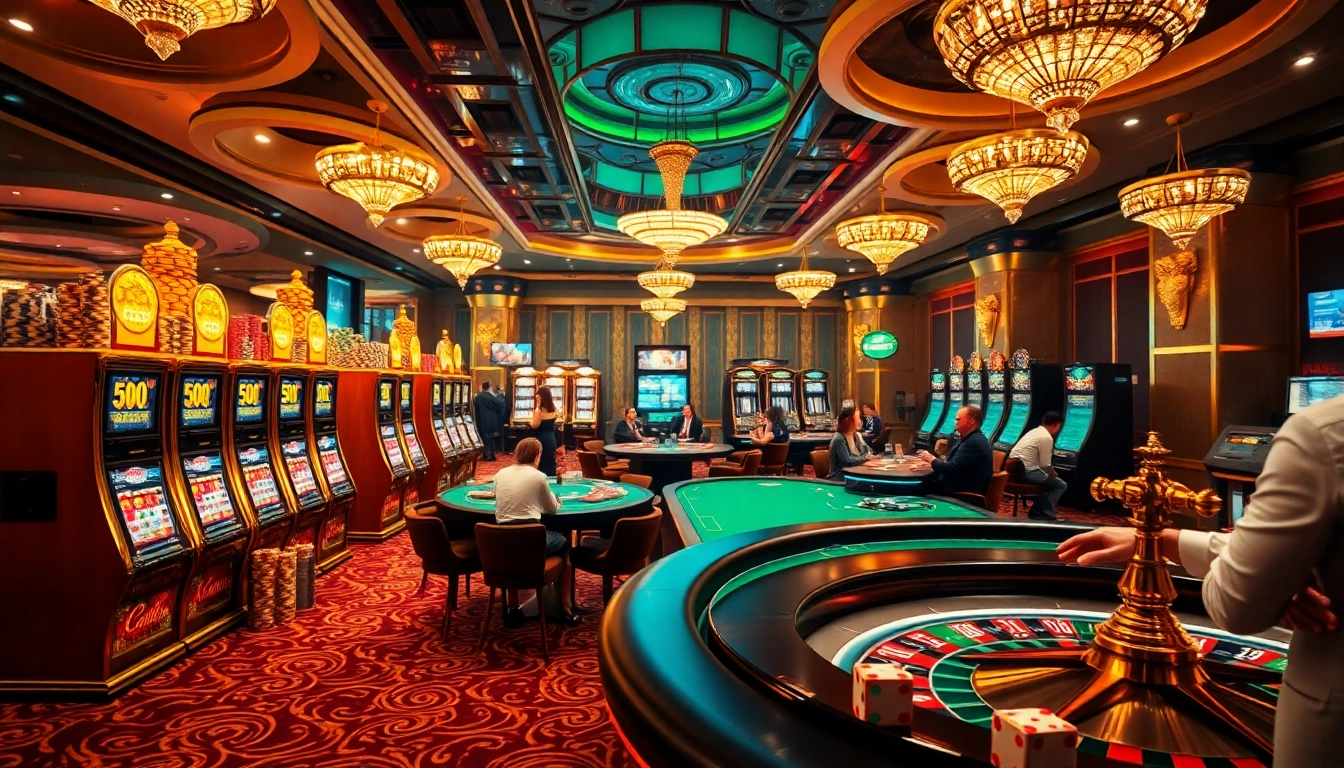 Exciting gameplay at https://xin8820.me/ featuring vibrant slot machines and poker tables.