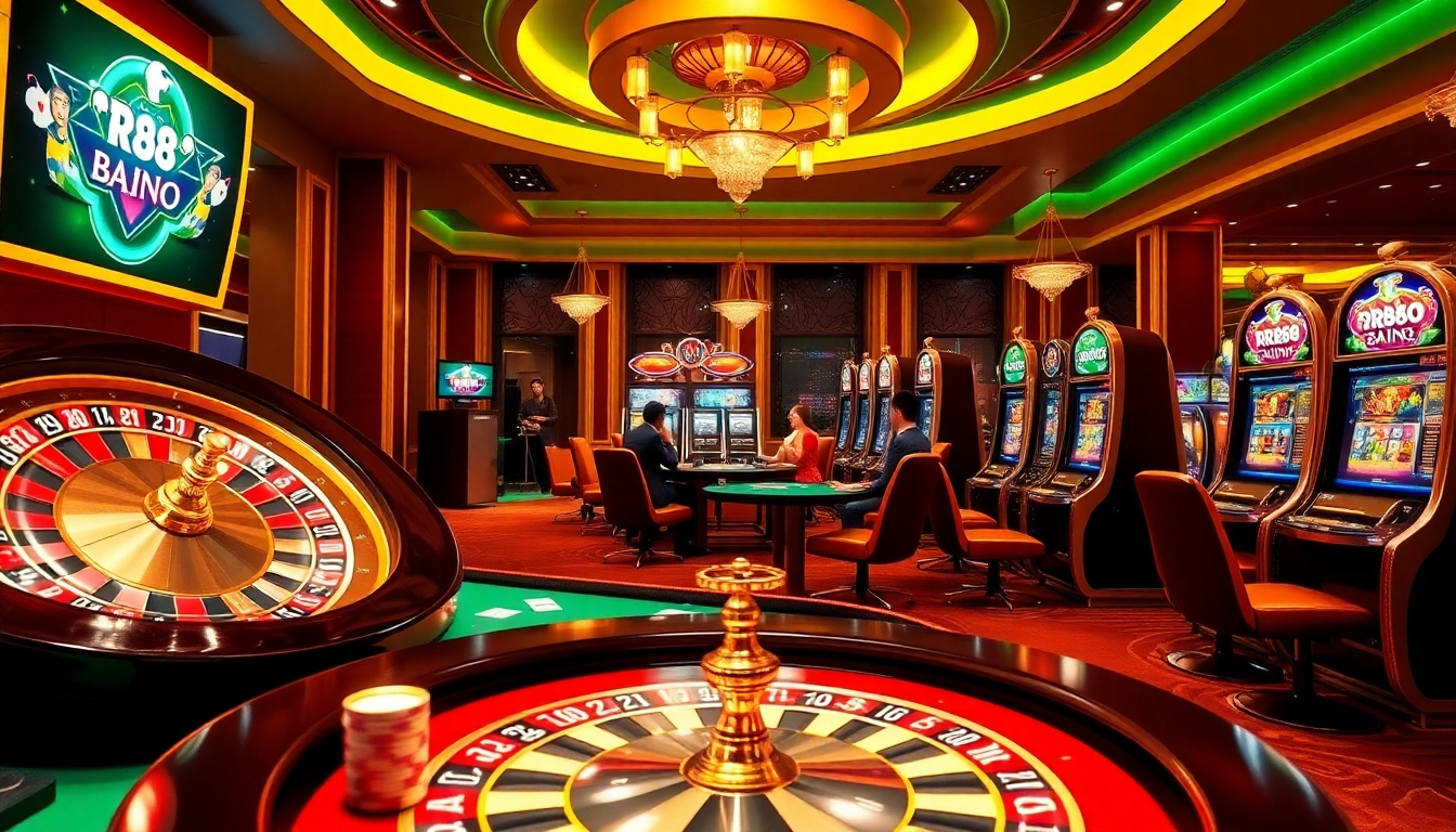 Exciting gambling experience at Nhà Cái RR88 featuring poker chips and roulette.