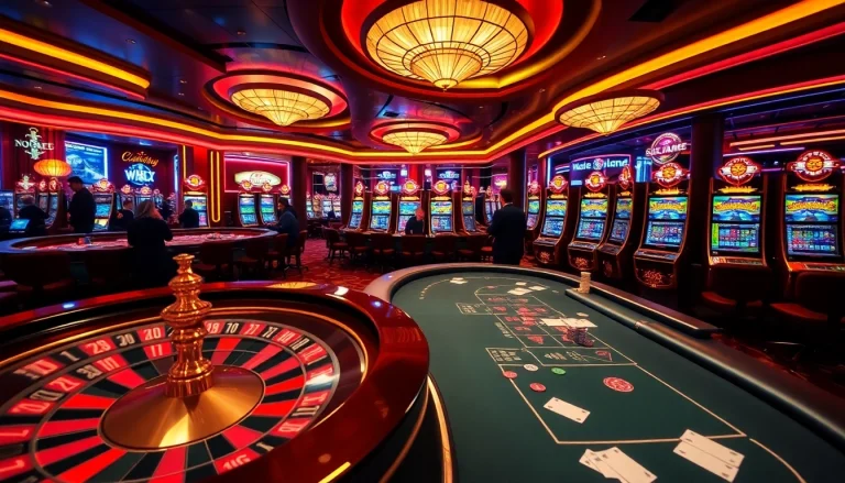 Engaging players enjoying 68 game bài at luxurious casino tables with vibrant colors.