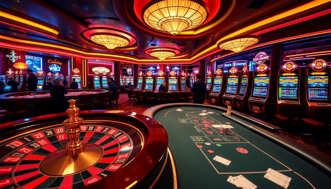 Engaging players enjoying 68 game bài at luxurious casino tables with vibrant colors.