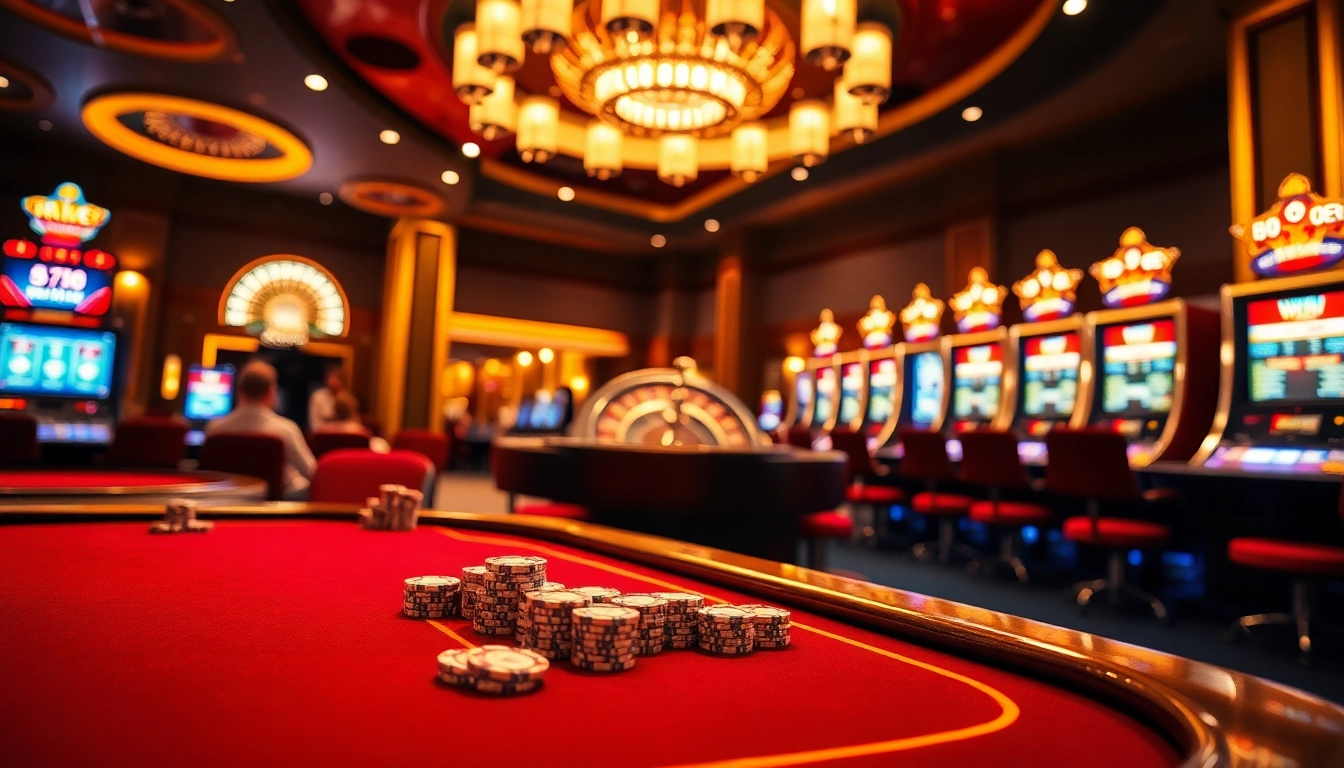 Exciting scene featuring players engaging at a WW88 casino poker table with vivid chips and roulette wheel.