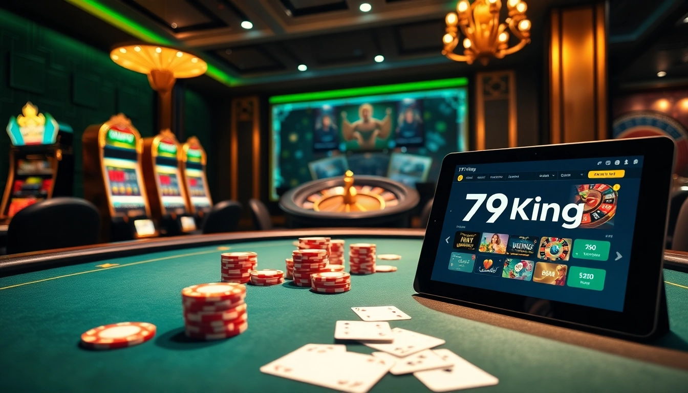 Engaging poker scene showcasing https://79king2.sa.com/ excitement with high-stakes chips and rich gaming ambiance.