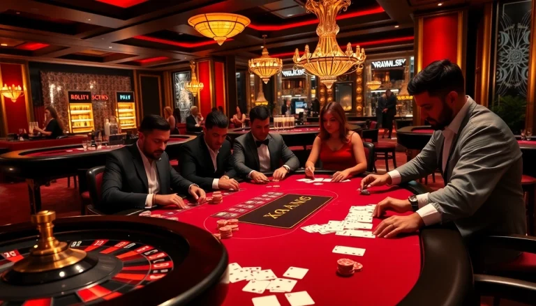 Experience the intense action at XX88's high-stakes poker table with vibrant colors and luxurious ambiance.